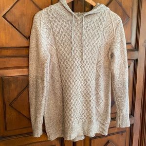 AE gray tweed sweater with hood, size Small